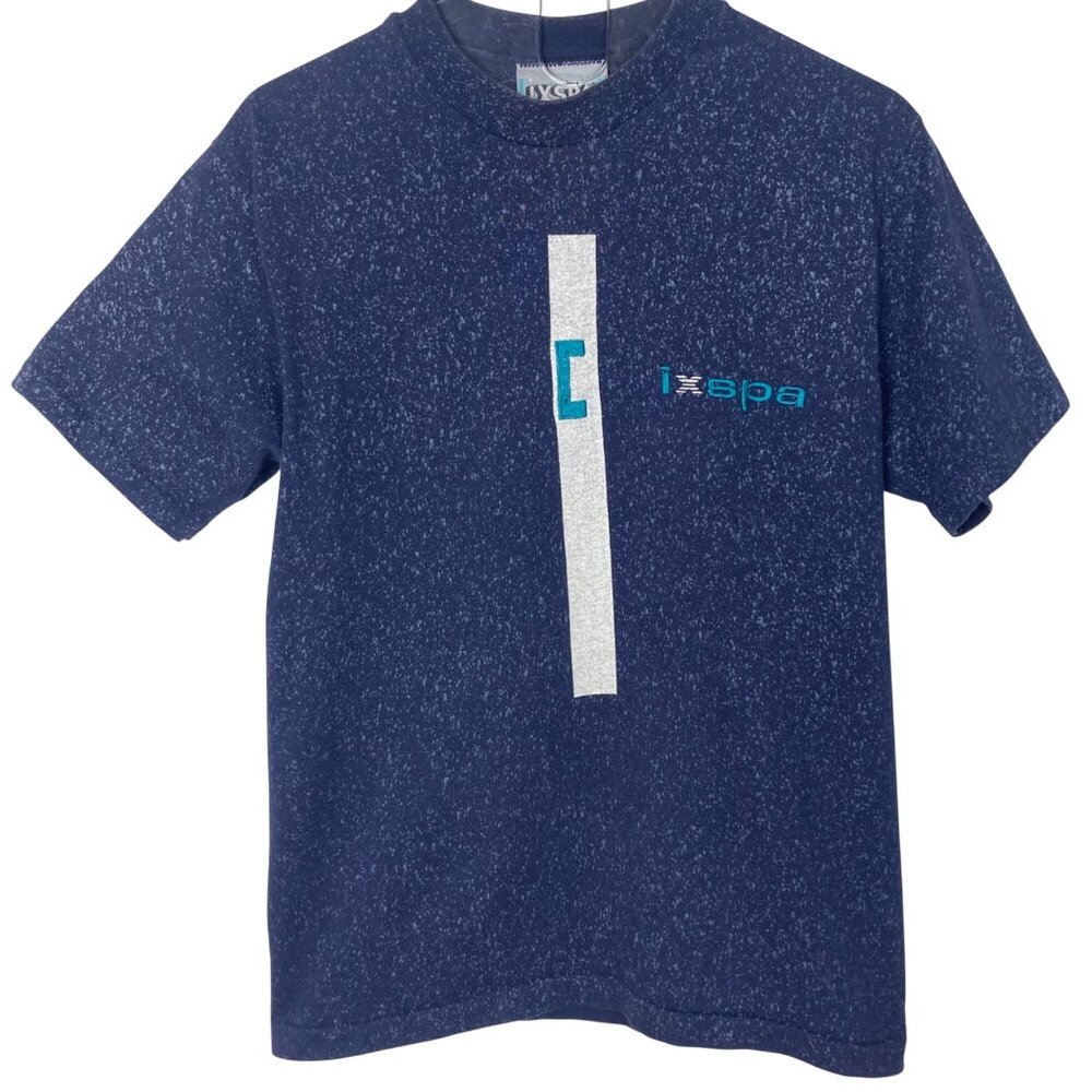 Ixspa Jamie Sadock Embroidered Logo T-Shirt Medium Navy Blue Speckled Cotton
